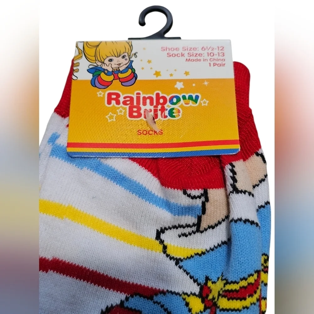 Rainbow Brite Striped Socks In Red, Yellow And Blue. Show Size 6½-12/sock 10-13